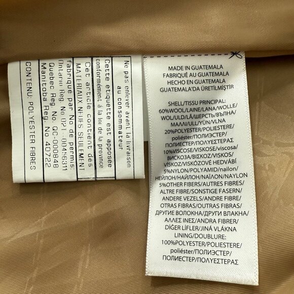 NWOT, Lauren Ralph Lauren Womens Tan Wool Blend Single Breasted Coat Size 4P - Picture 7 of 11